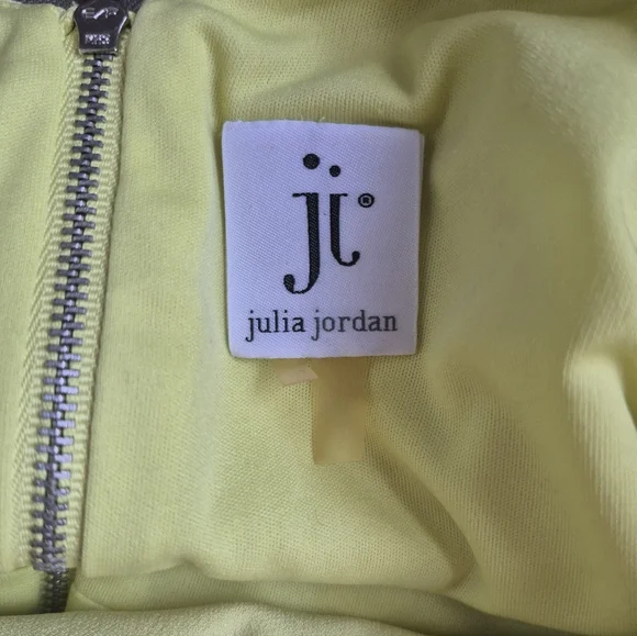 Julia Jordan Dress Yellow Green Gathered Neck Stretch Sleeveless Size 8 - Picture 8 of 12